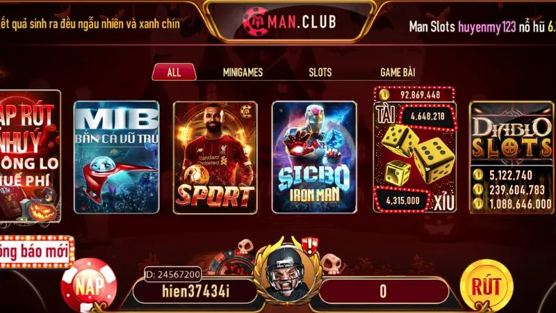 Kho game đa dạng siêu hấp dẫn của Manclub