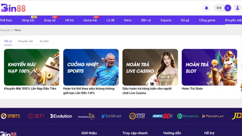 Chương trình ưu đãi nổi bật đang được triển khai tại nhà cái này