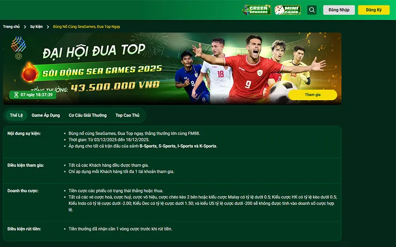 Khuyến mãi SEA Games FM88, Đại Hội Đua TOP thưởng hấp dẫn