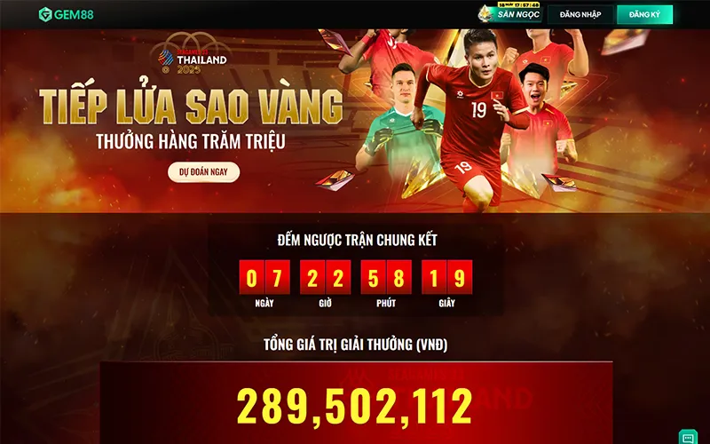 Quỹ thưởng khuyến mãi SEA Games 33 GEM88 tăng liên tục