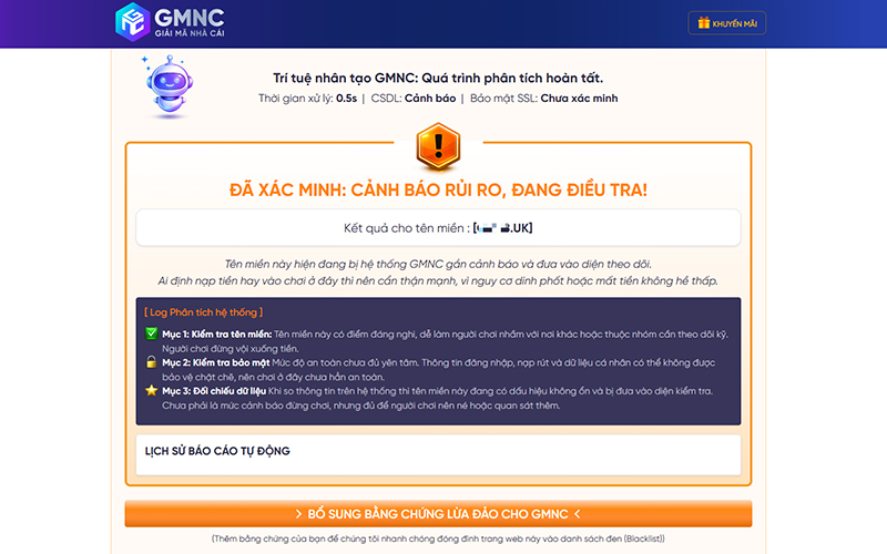 Nếu thấy cảnh báo khi soi tên miền trên GMNC, hãy cẩn thận