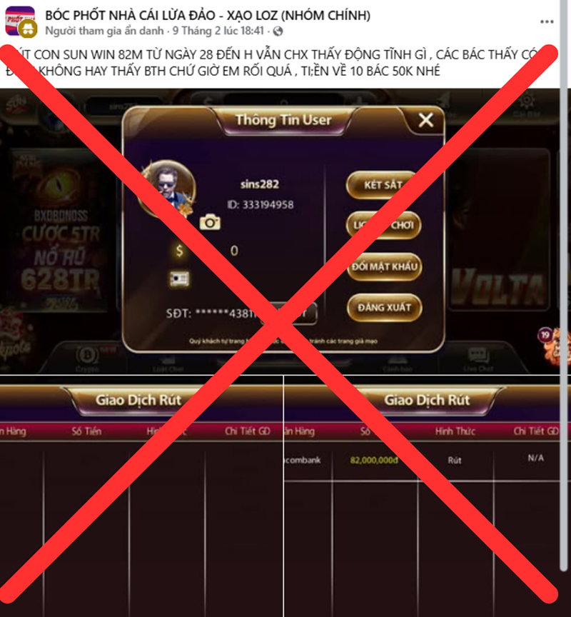 Các trang giả mạo thường cho nạp dễ rút khó