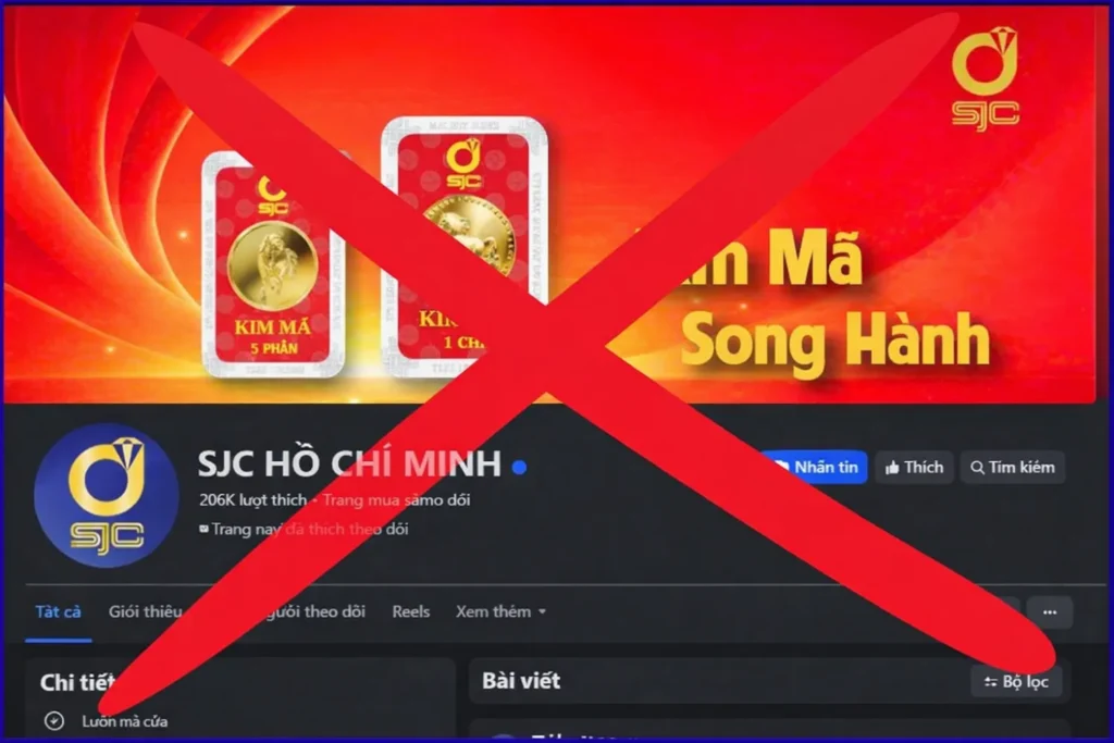 Cẩn trọng với các Fanpage SJC giả mạo