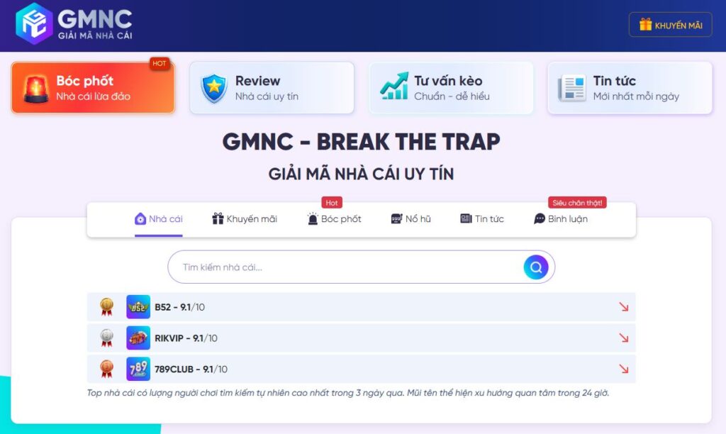 GMNC là nơ kiểm chứng uy tín các trang uy tín và giả mạo