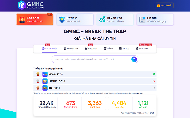 Sử dụng GMNC để soi mã nguồn, check tên miền chính hãng