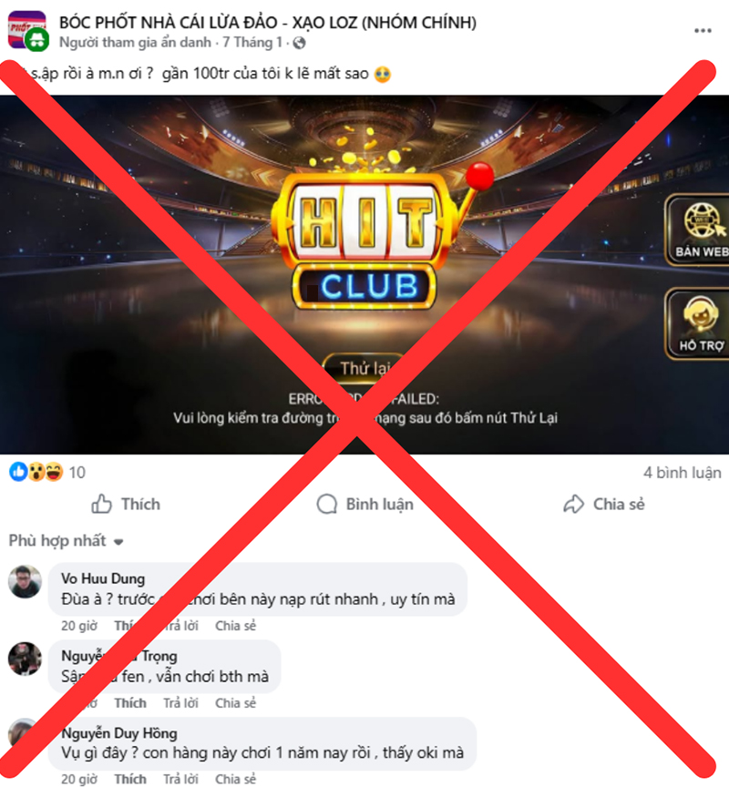 Các trang giả (logo như ảnh không chính xác) sẽ dụ nạp số lượng lớn sau đó trốn chạy