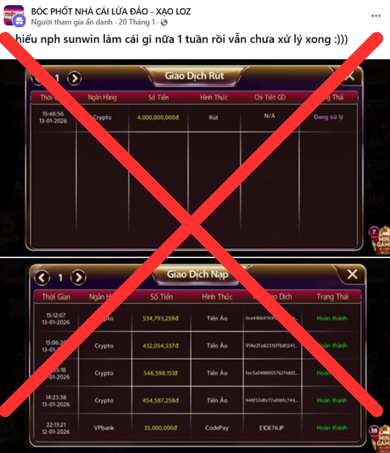 Lợi dụng tắc nghẽn Blockchain để rêu rao Sunwin giam tiền