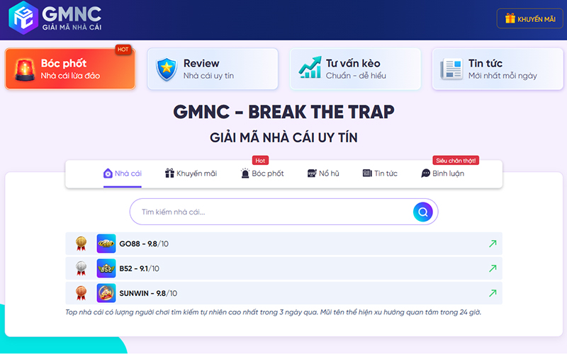 GMNC - Địa chỉ cập nhật link vào cổng game không bị chặn