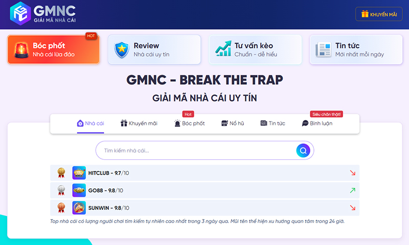 Mọi liên kết thật giả, trang chính hãng hay fake đều được GMNC công khai rõ ràng