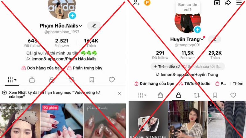 Tài khoản 2 Hot TikToker dùng để lừa đảo