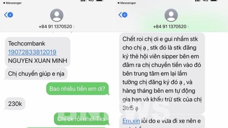 Giao diện tin nhắn giả mạo hệ thống chăm sóc khách hàng gửi link độc hại