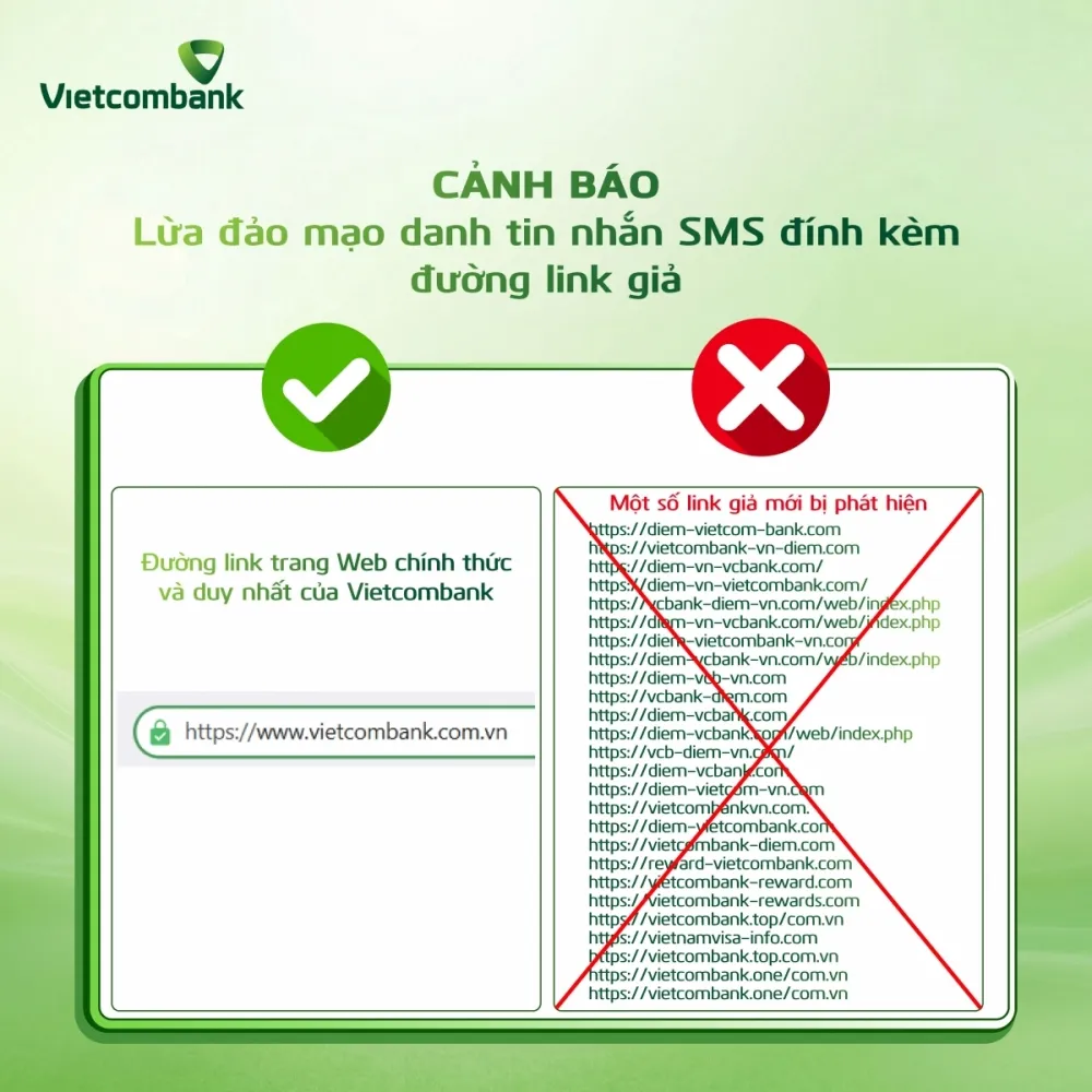 Hệ thống link lừa đảo mạo danh Vietcombank thường xuyên được làm mới và cập nhật bởi các đối tượng gian lận để tránh bị phát hiện
